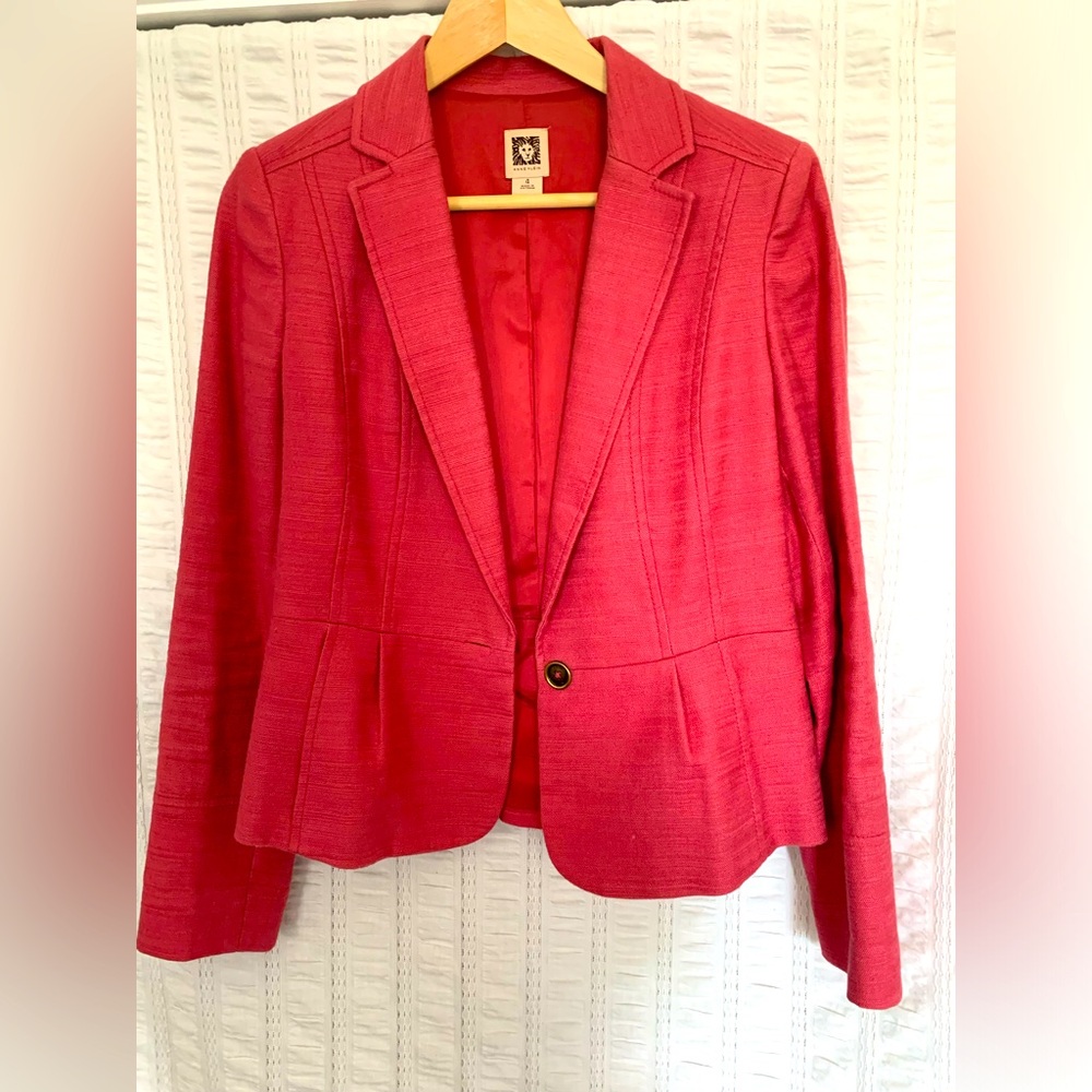 Anne Klein crop pink blazer size 4